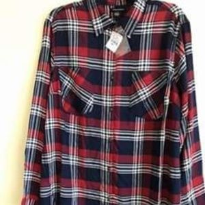 Long Sleeved Hi Low Plaid Shirt 2x